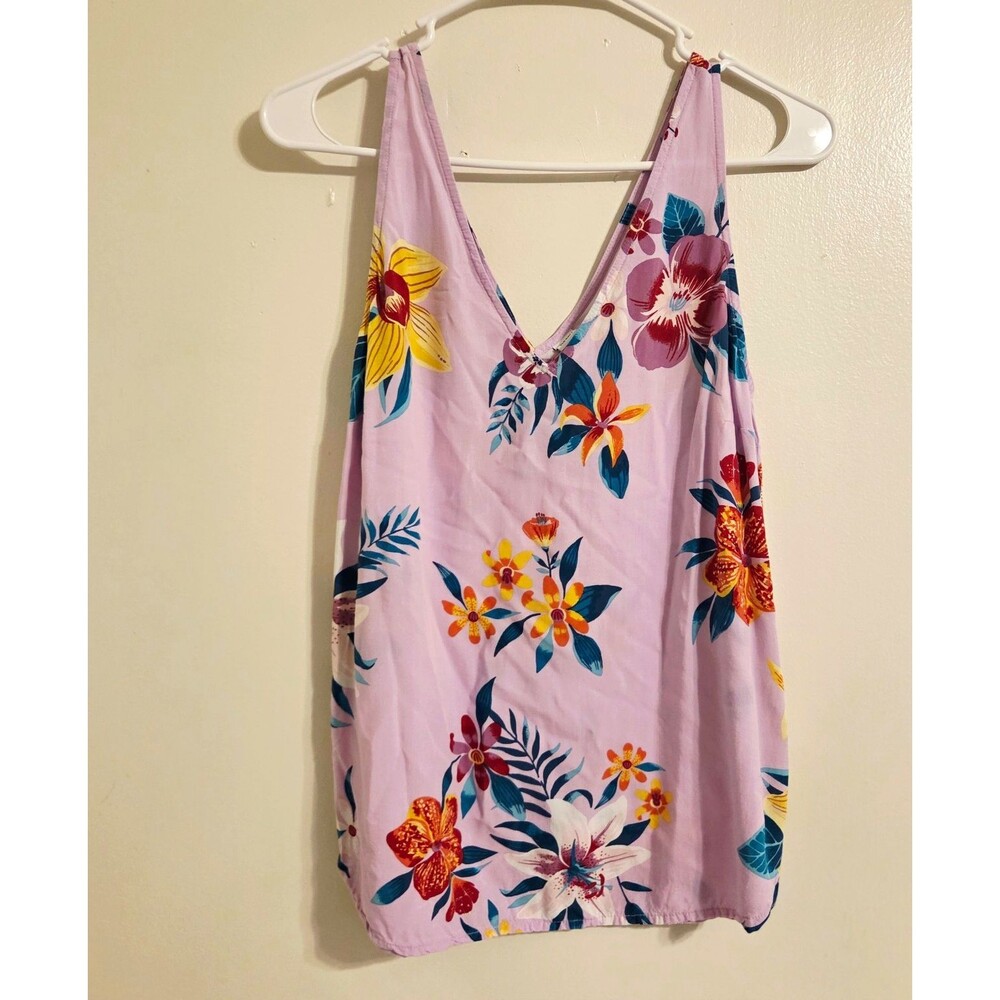 Old Navy Floral Purple Multicolor V-Neck Sleeveless Pullover Cami Tank Women's M